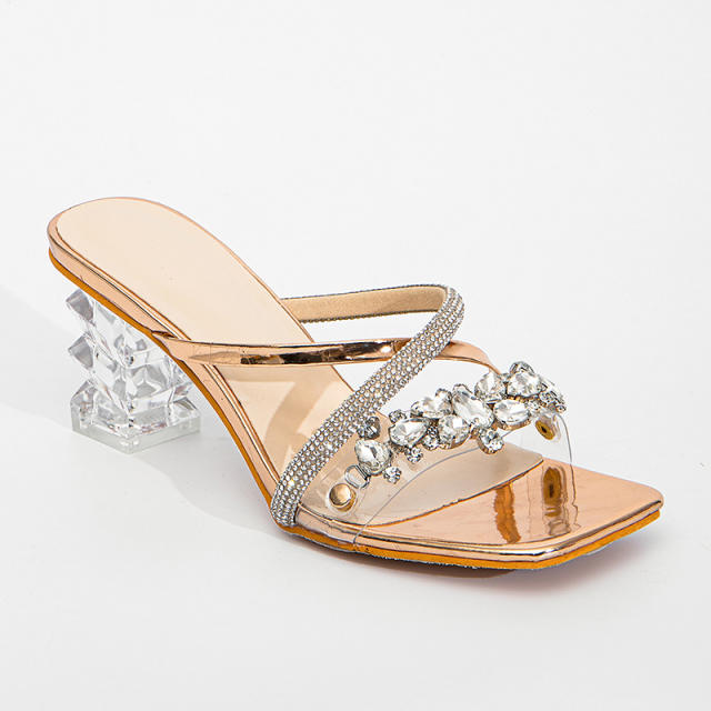 Diamond block heel sandals