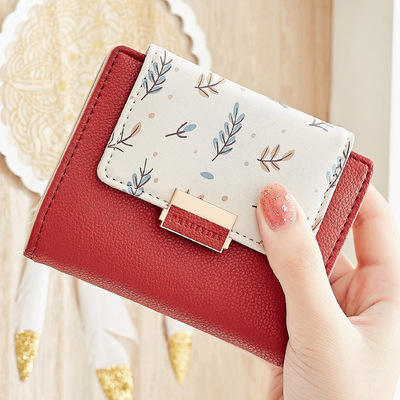 Korean fashion cute sweet floral PU wallet