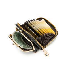 Elegant embroidery PU leather mini card holder wallet purse