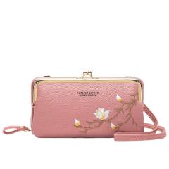 Eleagnt embroidery flowre PU leather phone bag wallet