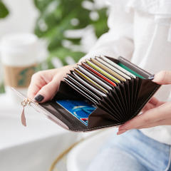 Concise leaf buckle PU leather women wallet