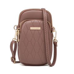 Korean fashion solid color PU leather mini phone bag crossbody bag