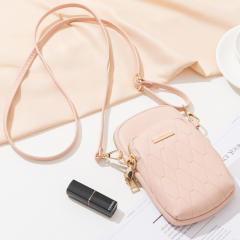 Korean fashion solid color PU leather mini phone bag crossbody bag