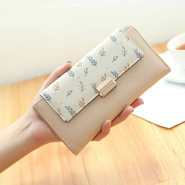 Korean fashion floral pattern PU material women wallet