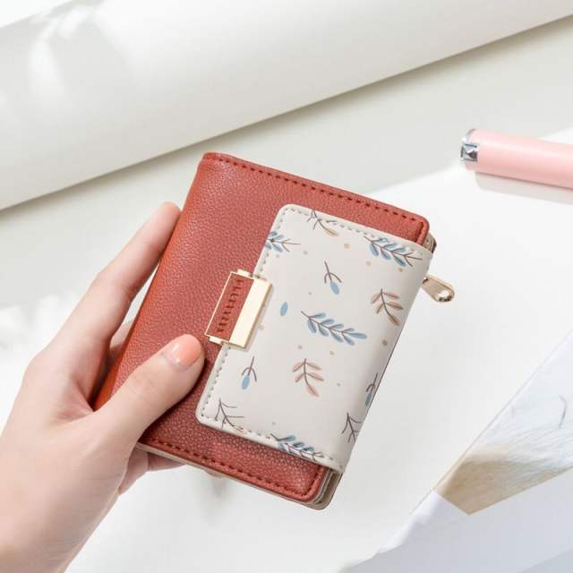 Korean fashion cute sweet floral PU wallet