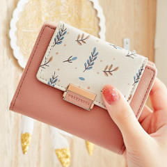 Korean fashion cute sweet floral PU wallet