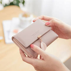 Concise leaf buckle PU leather women wallet