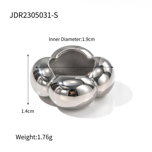 18KG Chunky flower design stainless steel rings