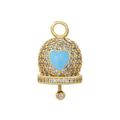Color enamel heart diamond bell copper pendant diy jewelry