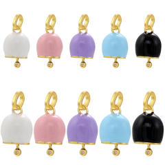 Candy color enamel cute bell copper pendant diy jewelry