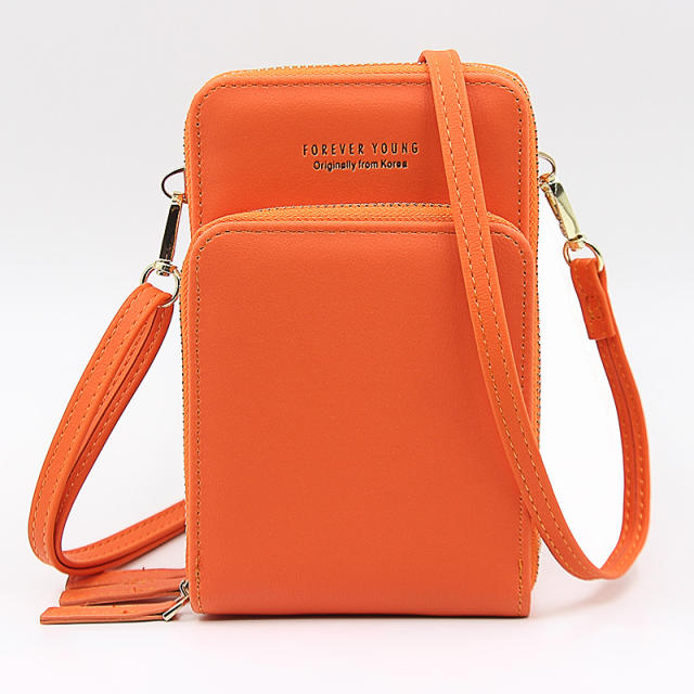 Korean fashion plain color PU phone bag mini bag