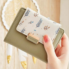 Korean fashion cute sweet floral PU wallet