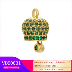 Delicate cubic zircon pave setting colorful bell pendant diy jewelry