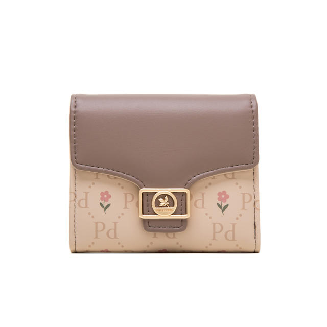 Korean fashion sweet flower letter pattern PU leather short wallet