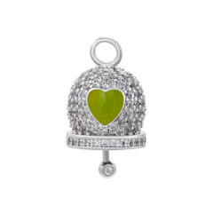 Color enamel heart diamond bell copper pendant diy jewelry