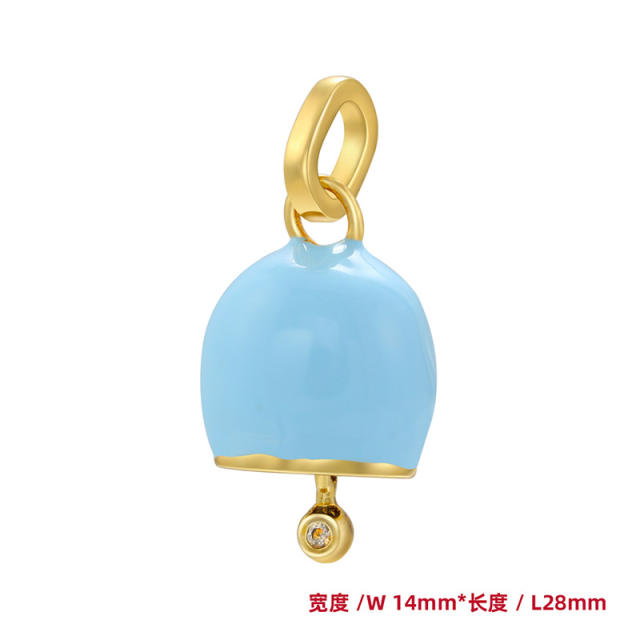 Candy color enamel cute bell copper pendant diy jewelry