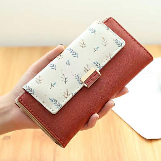Korean fashion floral pattern PU material women wallet