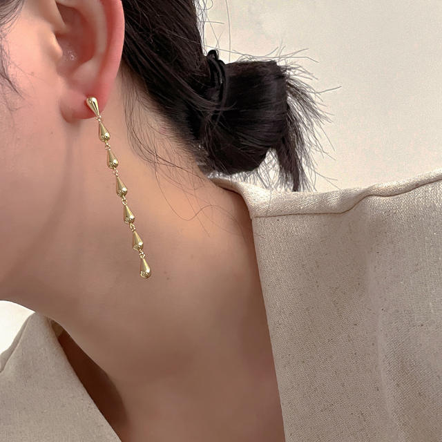 Creative gold plated copper drop long earrings
