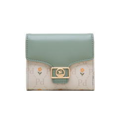 Korean fashion sweet flower letter pattern PU leather short wallet