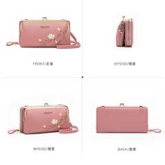 Eleagnt embroidery flowre PU leather phone bag wallet