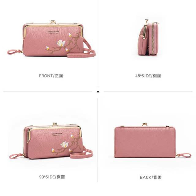 Eleagnt embroidery flowre PU leather phone bag wallet