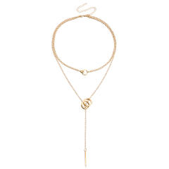 Y2K metal chain two layer necklace lariats