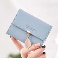 Concise leaf buckle PU leather women wallet