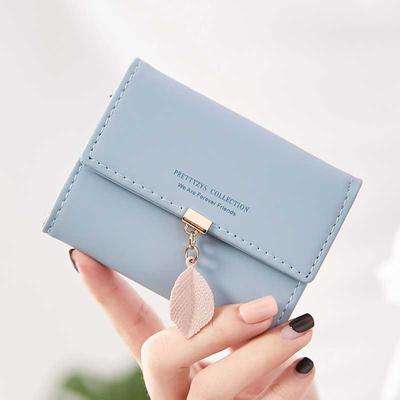 Concise leaf buckle PU leather women wallet