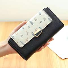 Korean fashion floral pattern PU material women wallet