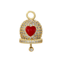 Color enamel heart diamond bell copper pendant diy jewelry