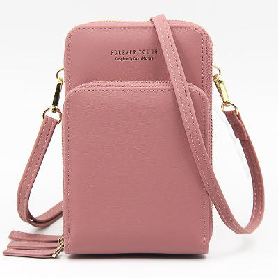 Korean fashion plain color PU phone bag mini bag