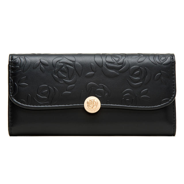 Korean fashion elegant rose flower pattern PU leather wallet