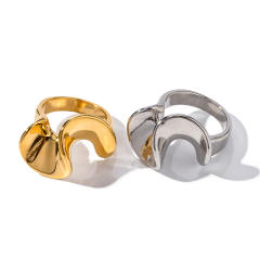 18K lotus leaf unique chunky stainless steel rings
