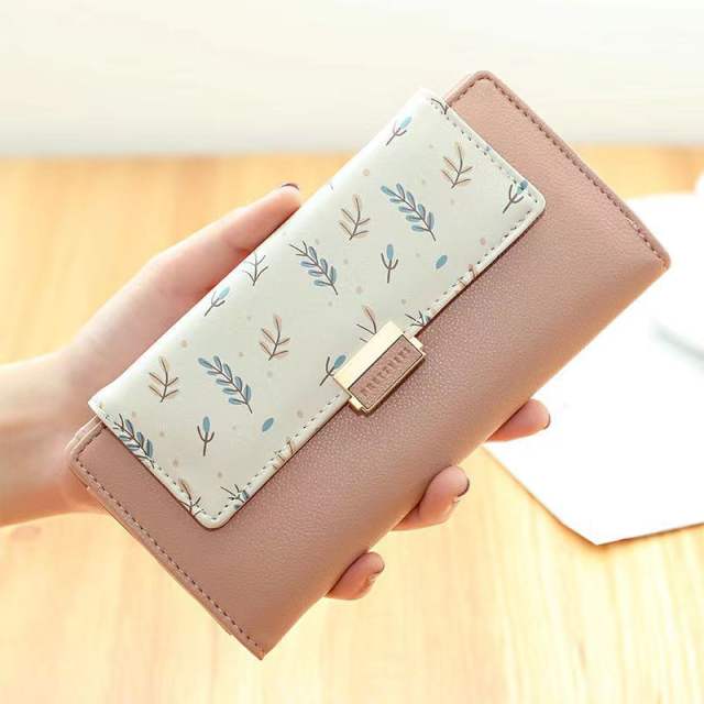 Korean fashion floral pattern PU material women wallet
