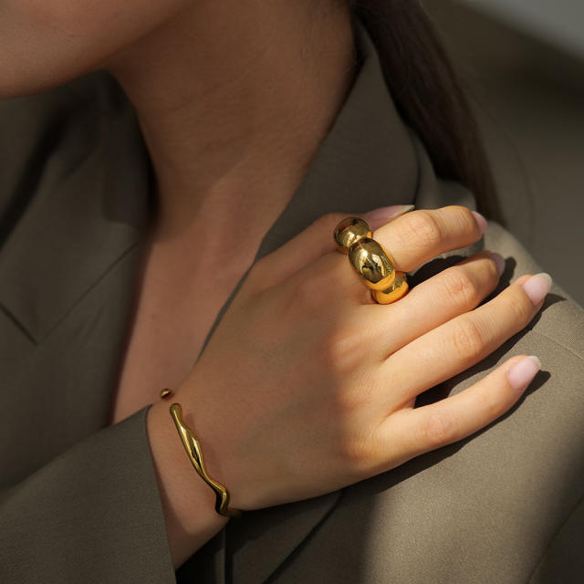 18KG Chunky flower design stainless steel rings