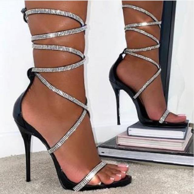 Sexy diamond strappy heels sandals