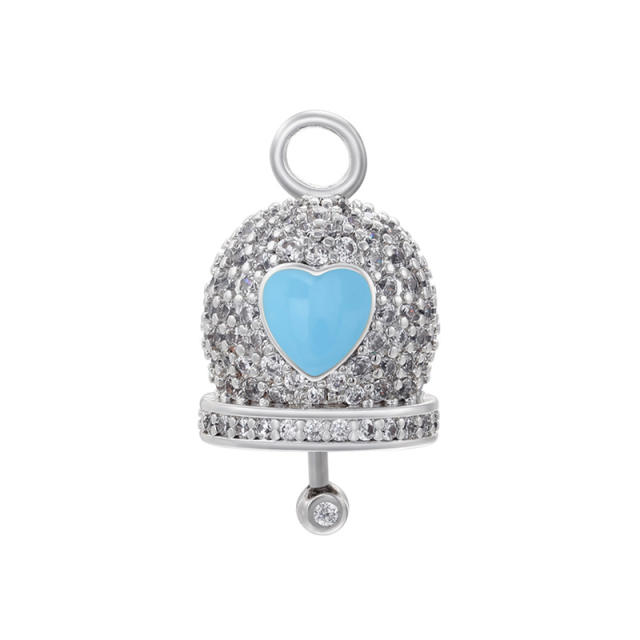 Color enamel heart diamond bell copper pendant diy jewelry