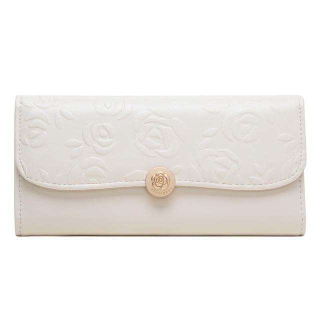 Korean fashion elegant rose flower pattern PU leather wallet