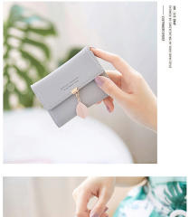 Concise leaf buckle PU leather women wallet
