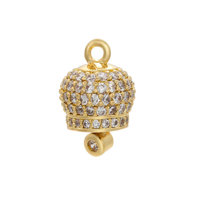 Delicate cubic zircon pave setting colorful bell pendant diy jewelry