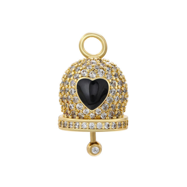 Color enamel heart diamond bell copper pendant diy jewelry
