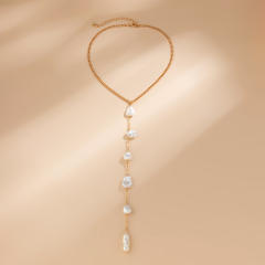 Vintage baroque pearl lariat choker necklace
