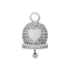 Color enamel heart diamond bell copper pendant diy jewelry