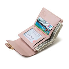 Korean fashion sweet flower letter pattern PU leather short wallet