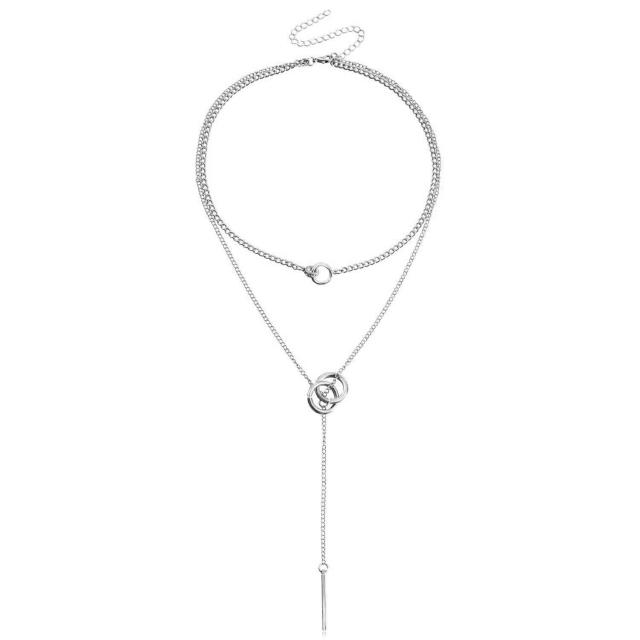 Y2K metal chain two layer necklace lariats