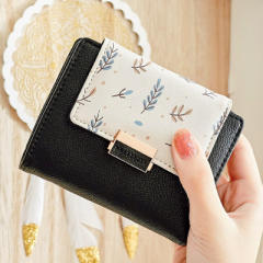Korean fashion cute sweet floral PU wallet