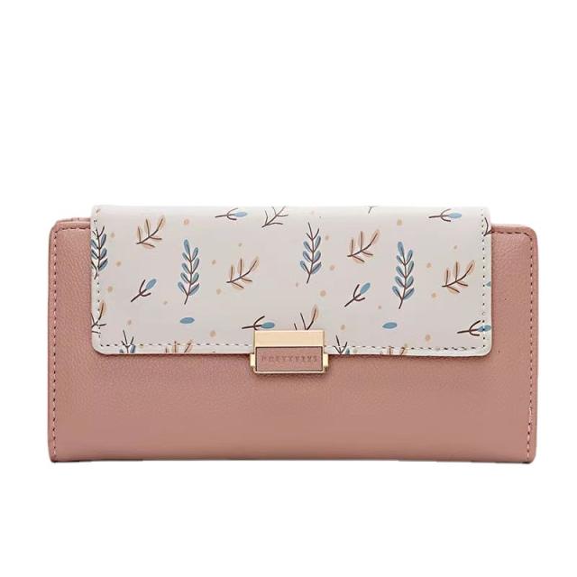 Korean fashion floral pattern PU material women wallet