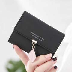 Concise leaf buckle PU leather women wallet