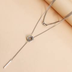 Y2K metal chain two layer necklace lariats