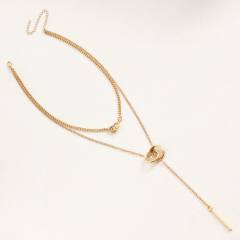 Y2K metal chain two layer necklace lariats